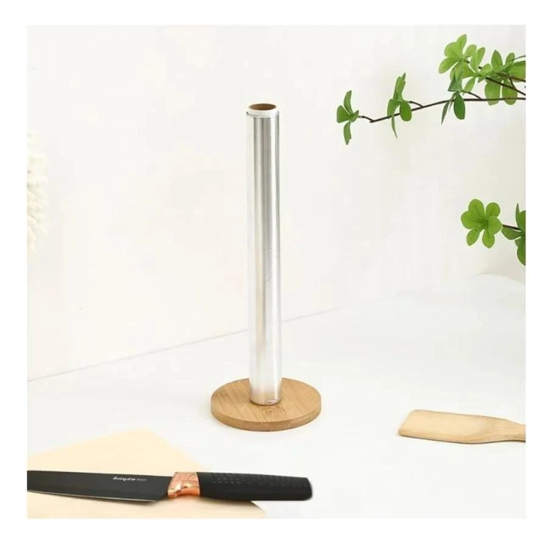 PORTA ROLLO DE COCINA EN BAMBU NATURAL CON BASE ESTABLE - 5