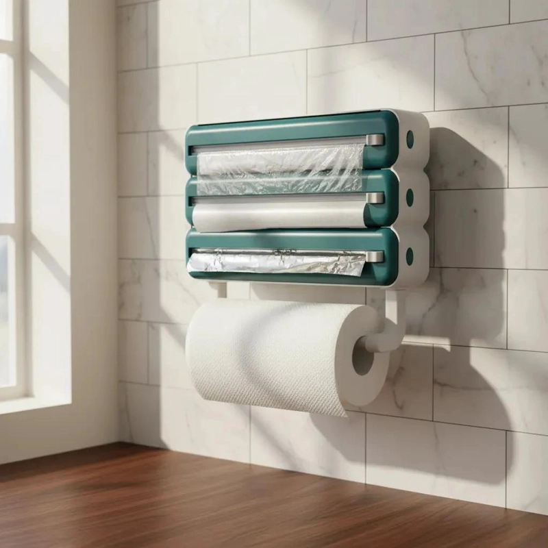 DISPENSADOR DE PAPEL PORTA ROLLO TOALLA 4 EN 1 PARA COCINA - 4