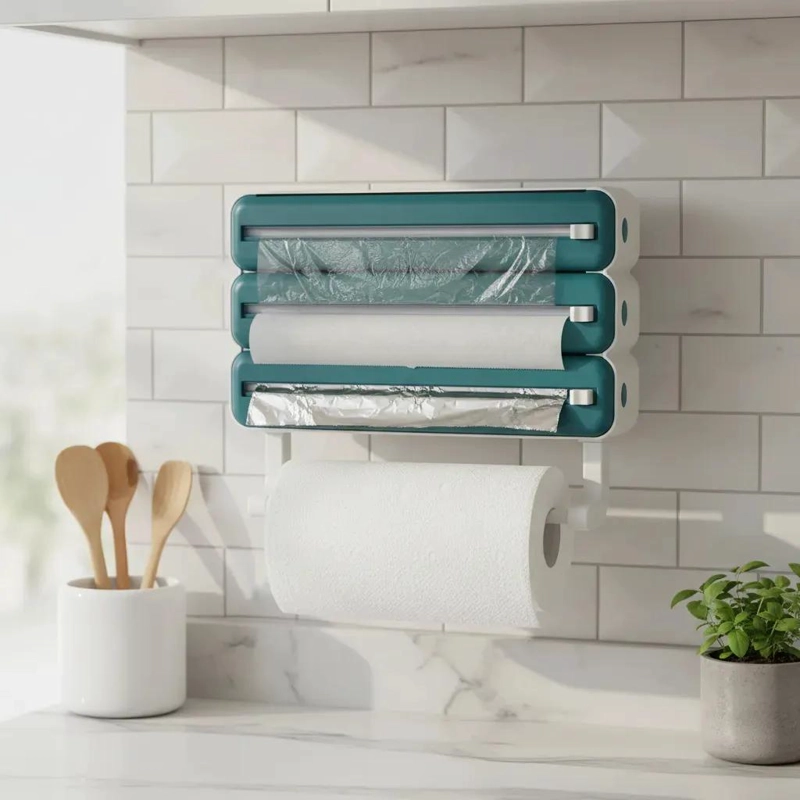 DISPENSADOR DE PAPEL PORTA ROLLO TOALLA 4 EN 1 PARA COCINA - 6