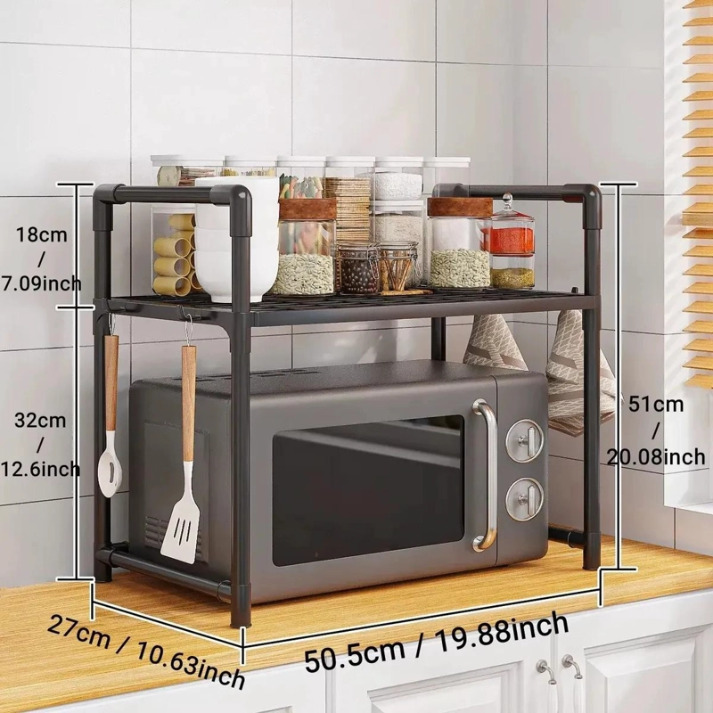 REPISA DE COCINA DE DOS NIVELES PARA MICROONDAS Y UTENSILIOS - 3