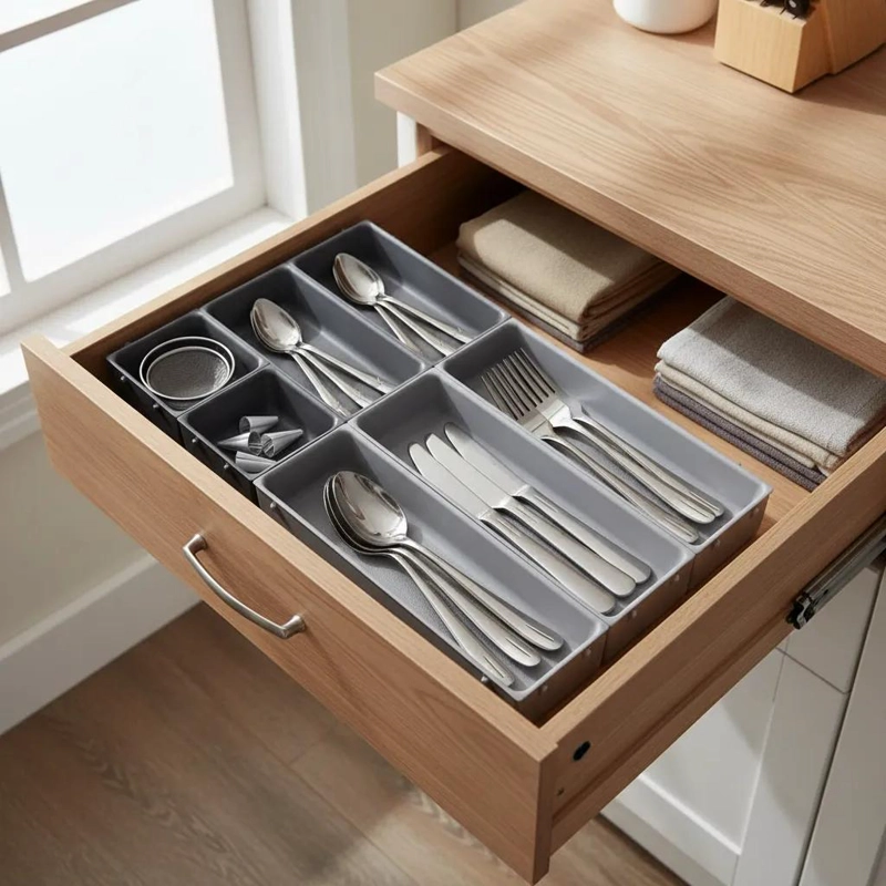 ORGANIZADOR DE CUBIERTOS CON 7 COMPARTIMENTOS PARA COCINA - 1