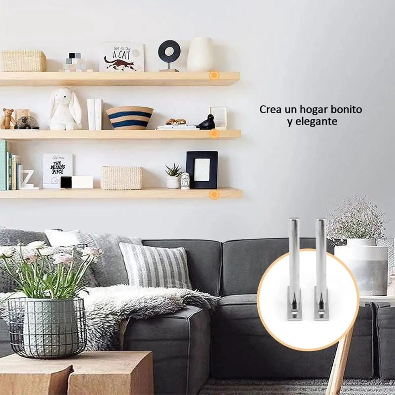SOPORTE DE SUJECION PARA ESTANTES FLOTANTES DE 7.5CM - 6