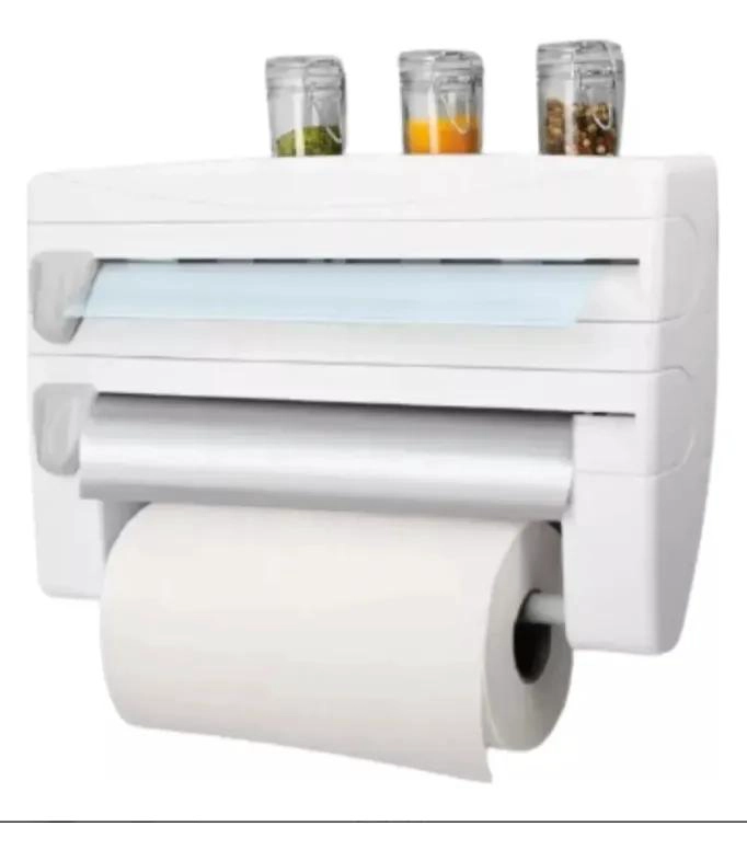 DISPENSADOR TRIPLE PARA ROLLOS DE COCINA CON CORTE DESLIZANTE - 1