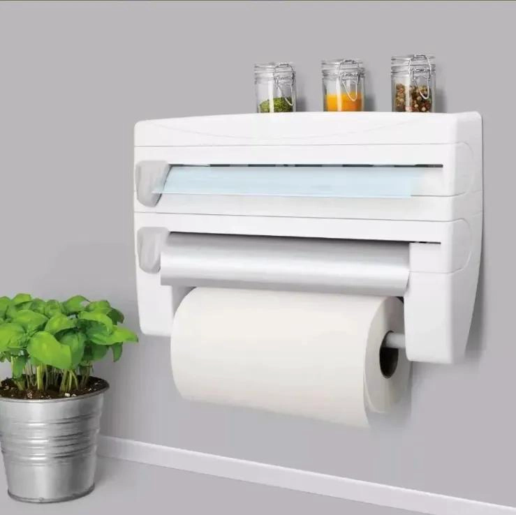 DISPENSADOR TRIPLE PARA ROLLOS DE COCINA CON CORTE DESLIZANTE - 3