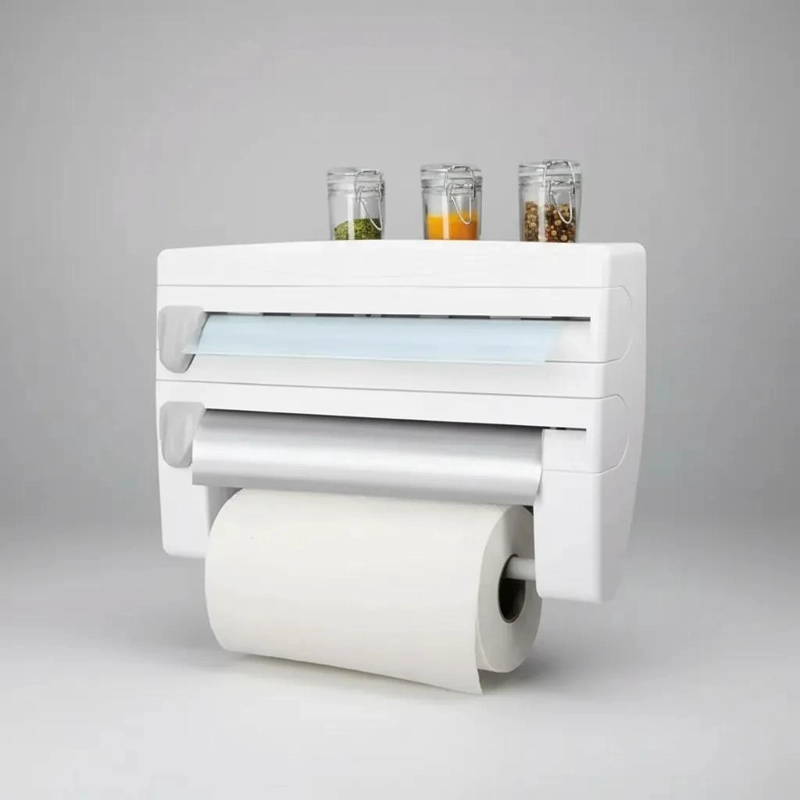 DISPENSADOR TRIPLE PARA ROLLOS DE COCINA CON CORTE DESLIZANTE - 7