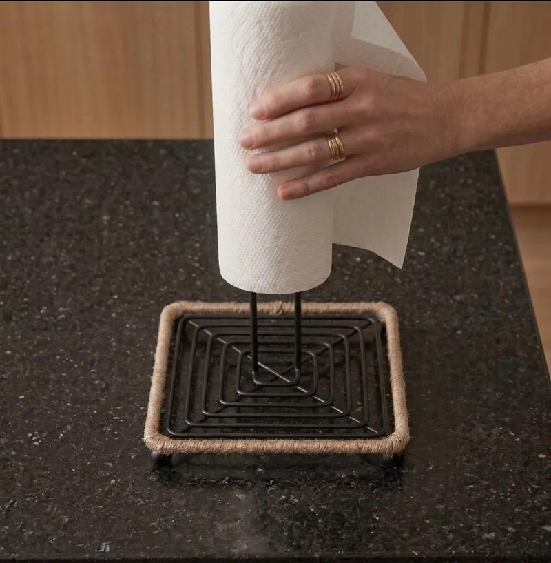 PORTA TOALLA METALICO NEGRO PARA COCINA 30.5X15X15 - 4