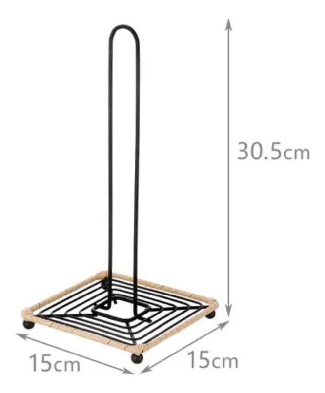 PORTA TOALLA METALICO NEGRO PARA COCINA 30.5X15X15 - 5