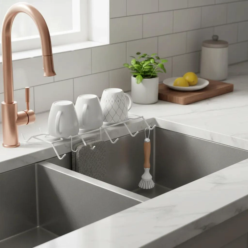 COLGADOR DE TAZAS DE METAL BLANCO CON 6 NIVELES - 1