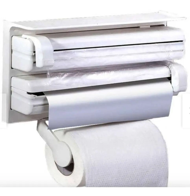 PORTA ROLLO TOALLA TRIPLE DISPENSADOR PARA COCINA - 1