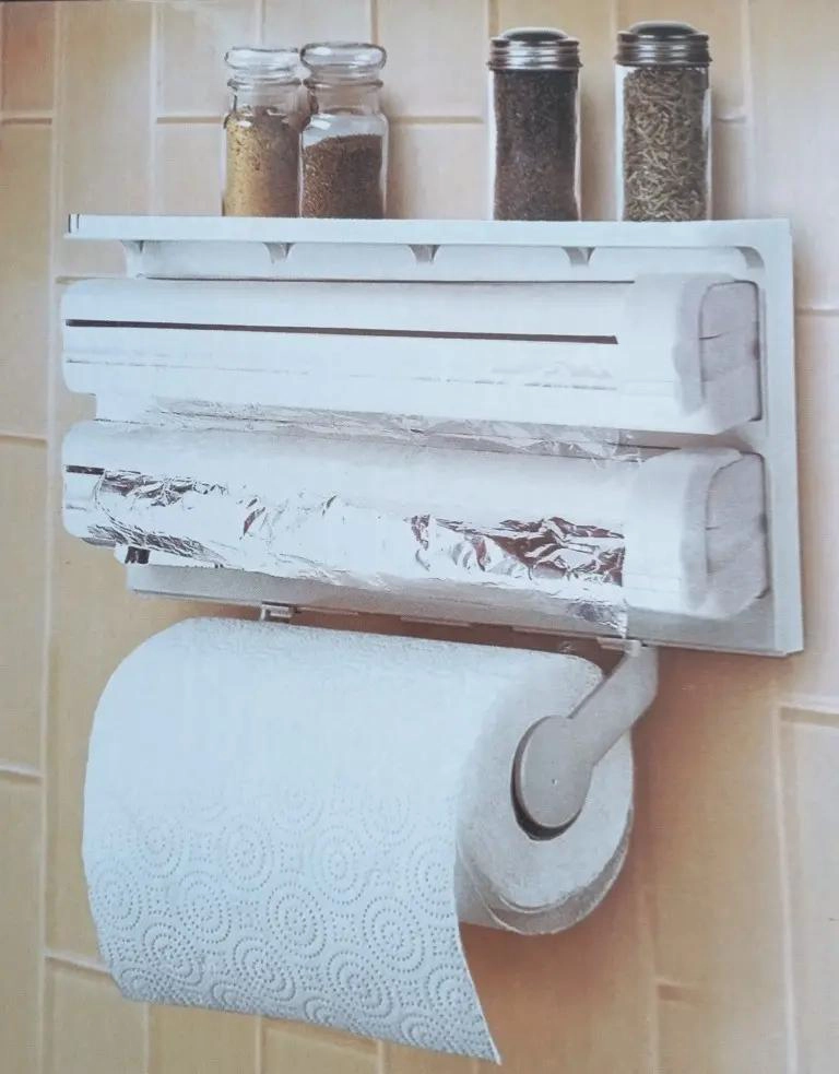 PORTA ROLLO TOALLA TRIPLE DISPENSADOR PARA COCINA - 3