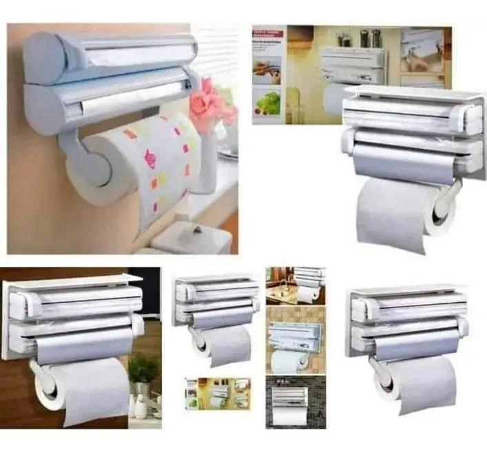 PORTA ROLLO TRIPLE DISPENSADOR DE COCINA PARA FILM Y PAPEL - 2