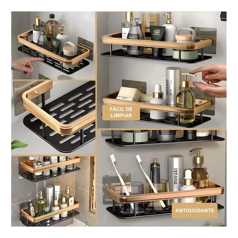 REPISA ORGANIZADORA DE DUCHA DE PARED EN ALUMINIO ELEGANTE - 9