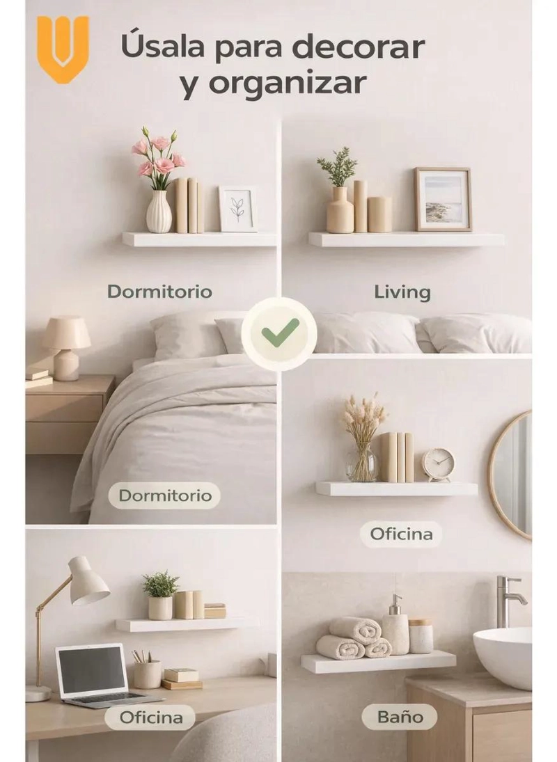 REPISA FLOTANTE MINIMALISTA PARA ORGANIZACION EN CASA - 4