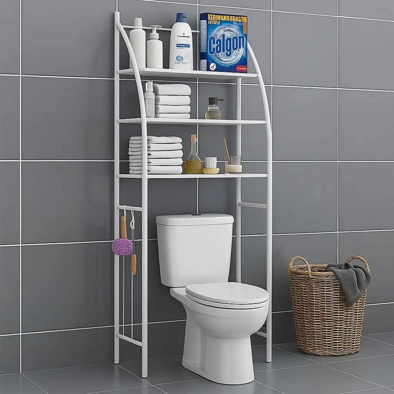 ORGANIZADOR DE BAÑO METALICO DE 3 ESTANTES PARA INODORO - 4