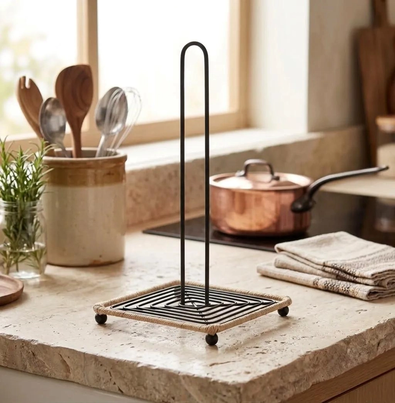 PORTA TOALLA METALICO NEGRO PARA COCINA 30.5X15X15 - 1