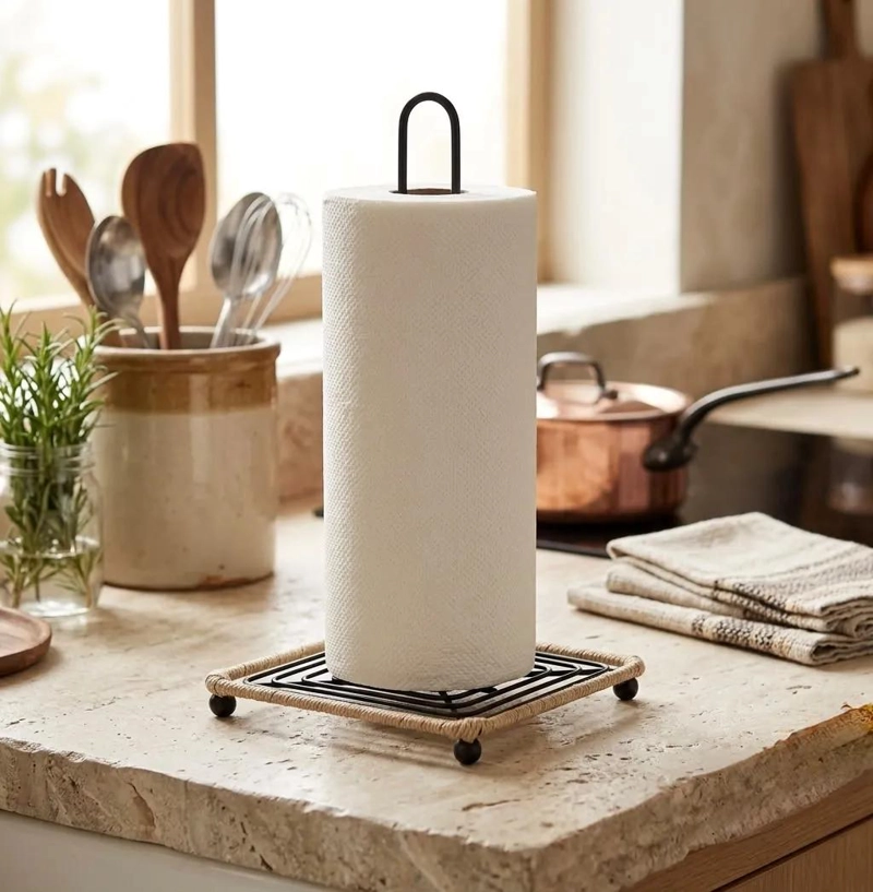PORTA TOALLA METALICO NEGRO PARA COCINA 30.5X15X15 - 2