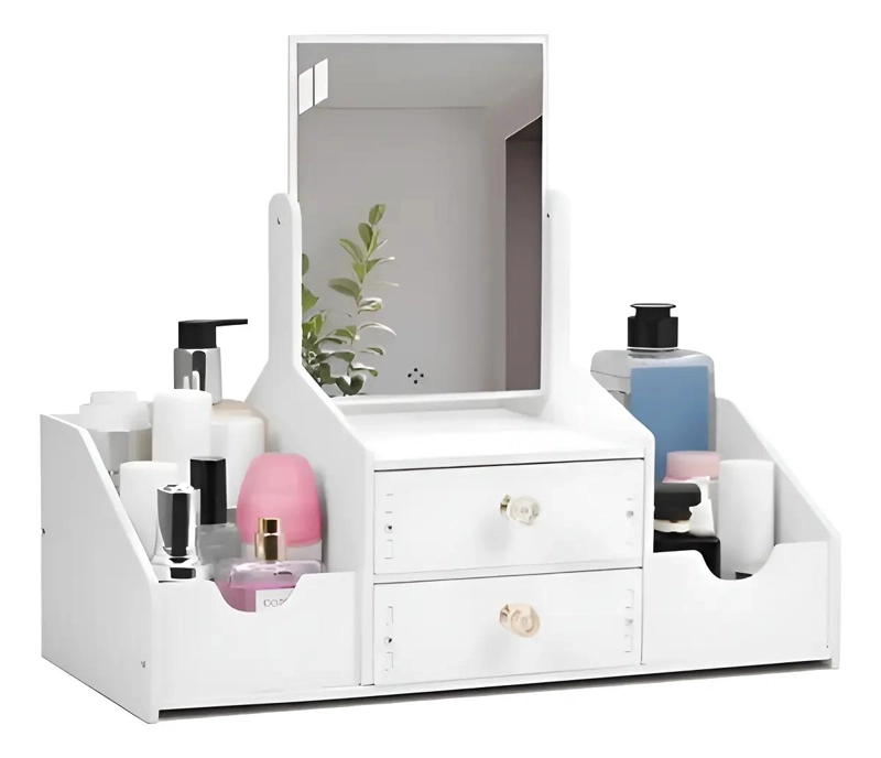 ORGANIZADOR DE CAJON PARA MAQUILLAJE CON ESPEJO Y REPISAS - 1