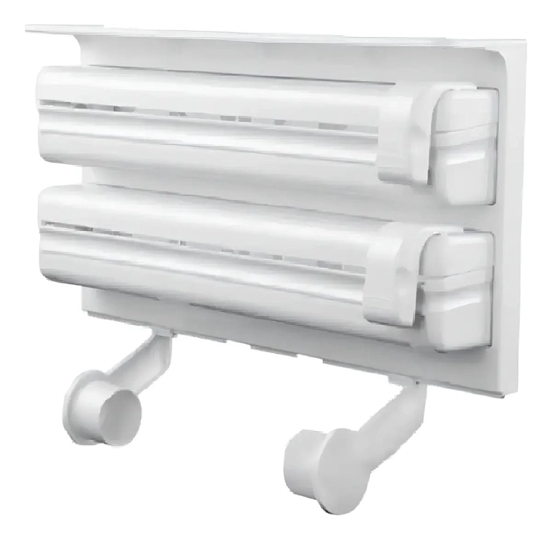 DISPENSADOR TRIPLE PARA TOALLAS Y PAPEL DE ALUMINIO EN COLOR BLANCO - 1