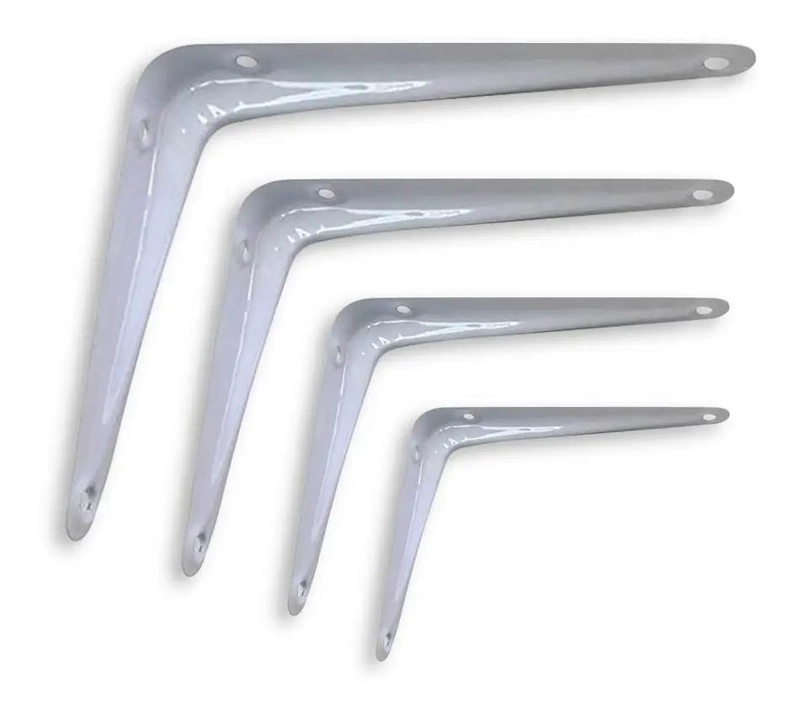 SET DE 4 ESCUADRAS METALICAS BLANCAS PARA ESTANTES 20 X 25 CM - 1