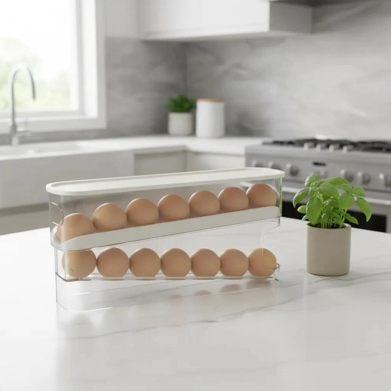 HUEVERA ORGANIZADORA TRANSPARENTE APILABLE PARA HUEVOS - 5