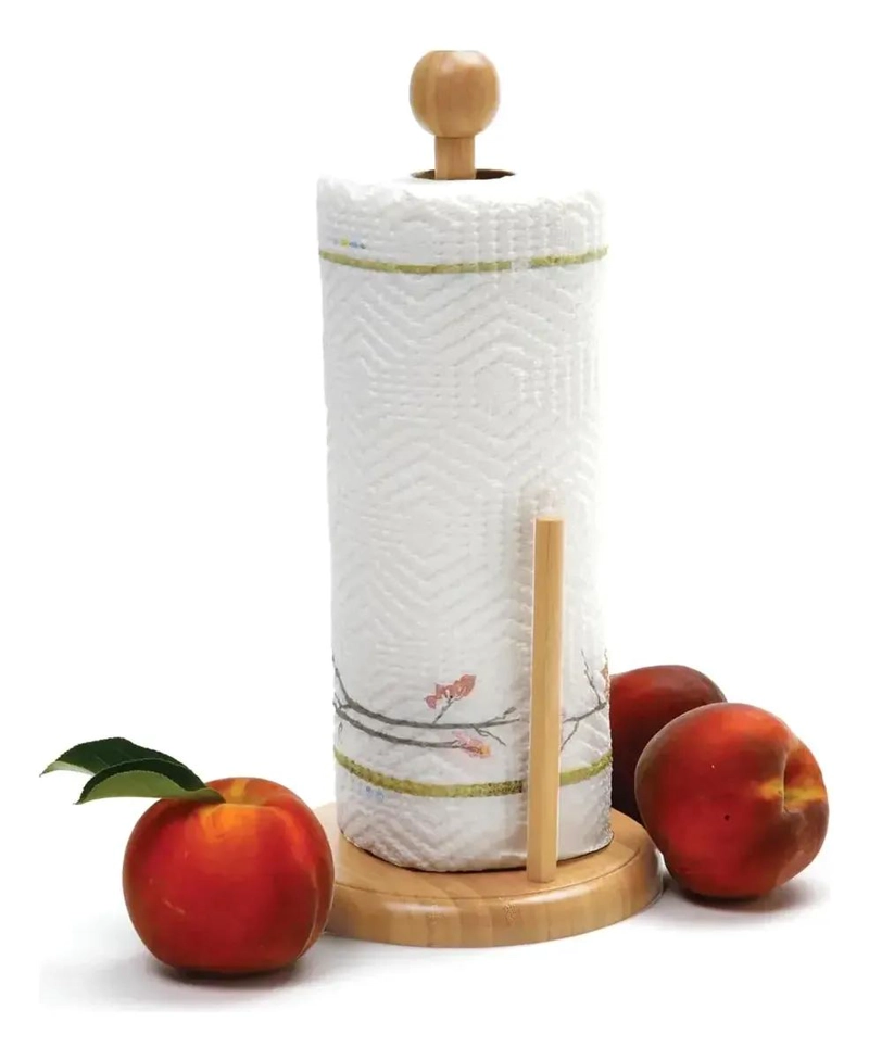 PACK DE 2 PORTA TOALLAS DE PAPEL DE MADERA NATURAL - 1