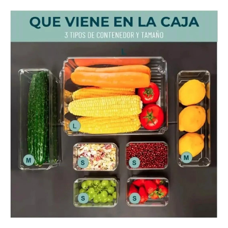 SET DE 7 CONTENEDORES ORGANIZADORES PARA REFRIGERADOR - 4