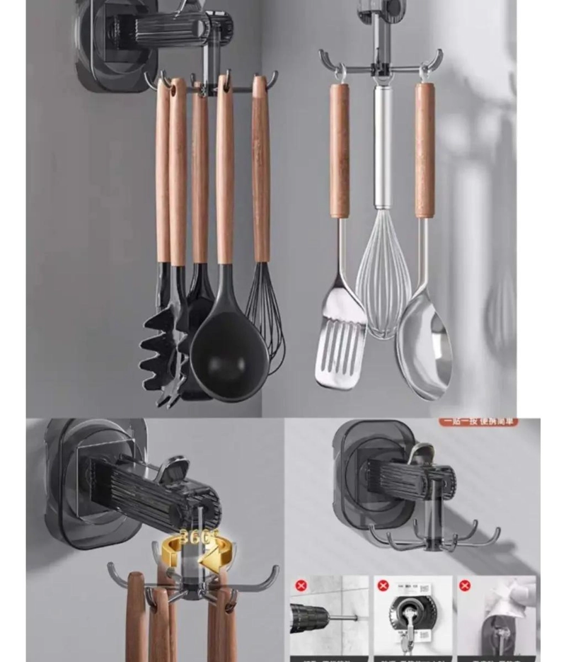 ORGANIZADOR DE UTENSILIOS CON GANCHOS GIRATORIOS PARA COCINA - 2