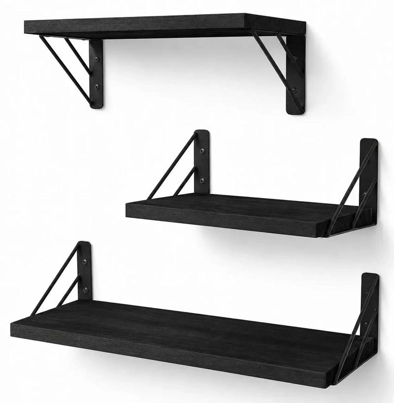 SET DE 3 REPISAS FLOTANTES DE MADERA PARA DECORACION - 4