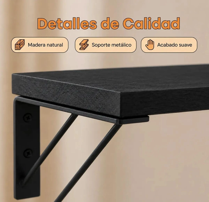 SET DE 3 REPISAS FLOTANTES DE MADERA PARA DECORACION - 6