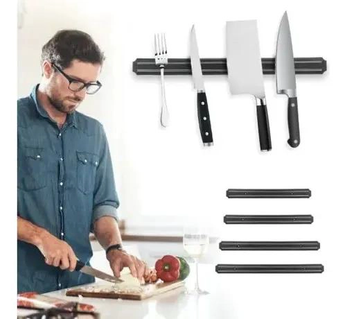 BARRA MAGNE TICA PARA CUCHILLOS DE COCINA 50 CM COLOR NEGRO - 2