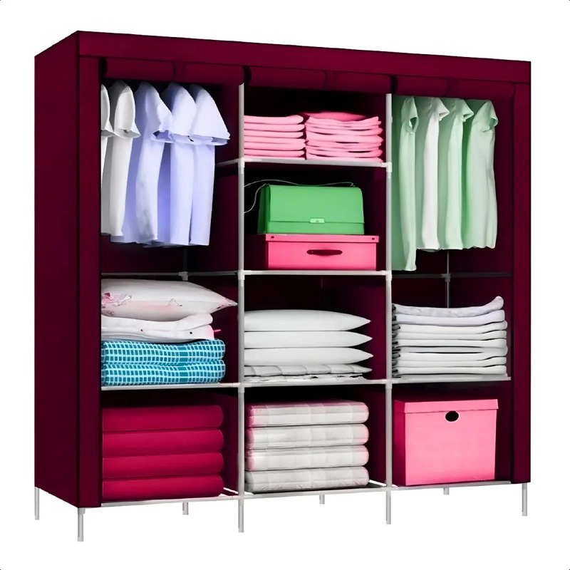 ARMARIO CLOSET ROPERO ARMABLE GRANDE COLOR ROJO PARA ORGANIZACION - 1