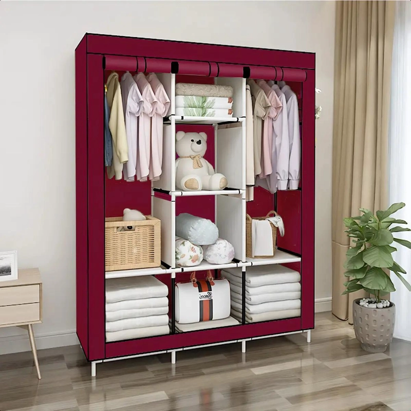 ARMARIO CLOSET ROPERO ARMABLE GRANDE COLOR ROJO PARA ORGANIZACION - 2