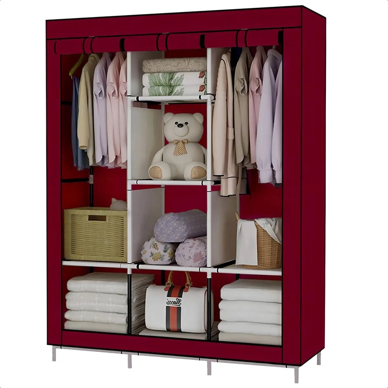 ARMARIO CLOSET ROPERO ARMABLE GRANDE COLOR ROJO PARA ORGANIZACION - 7