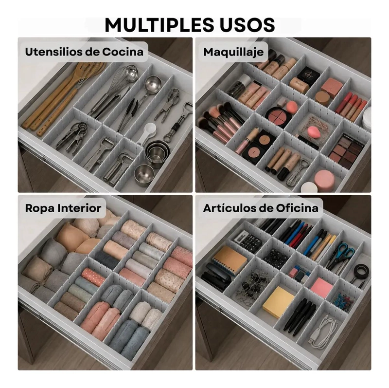 SET DE 6 SEPARADORES AJUSTABLES PARA CAJONES 43.5X5CM COLOR GRIS - 5