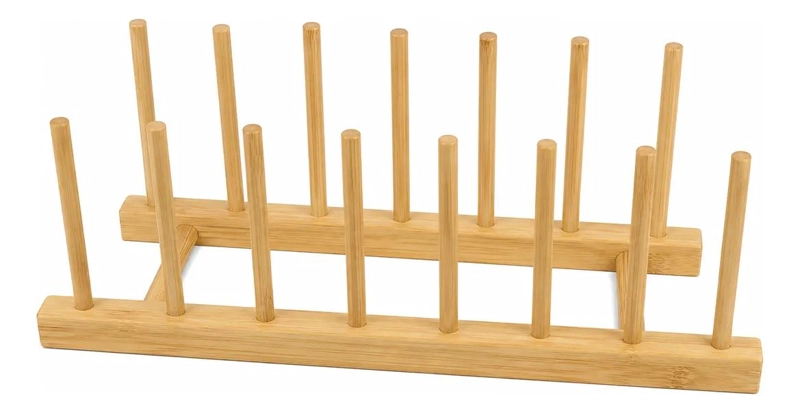 ORGANIZADOR DE BAMBU PARA PLATOS Y UTENSILIOS DE COCINA - 2
