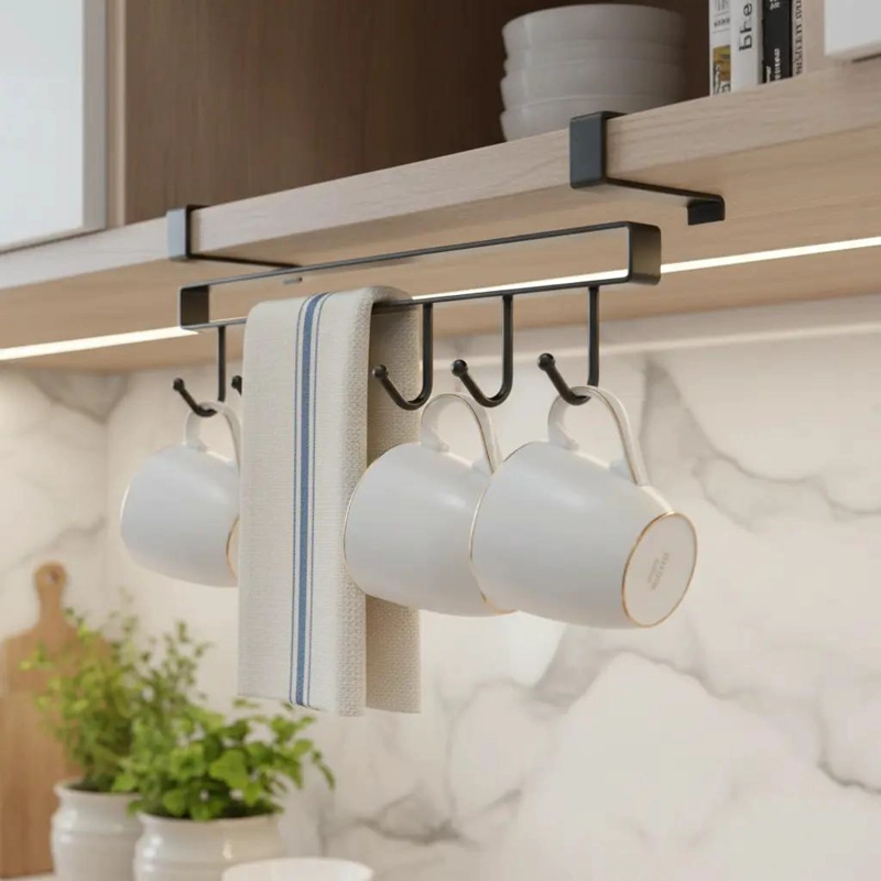 SOPORTE COLGADOR MULTIFUNCIONAL PARA COCINA CON 6 GANCHOS - 2