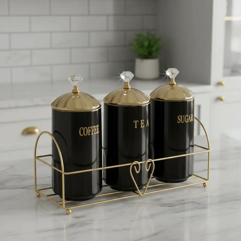 SET DE 3 FRASCOS HERME TICOS DE CERAMICA PARA ALIMENTOS - 9