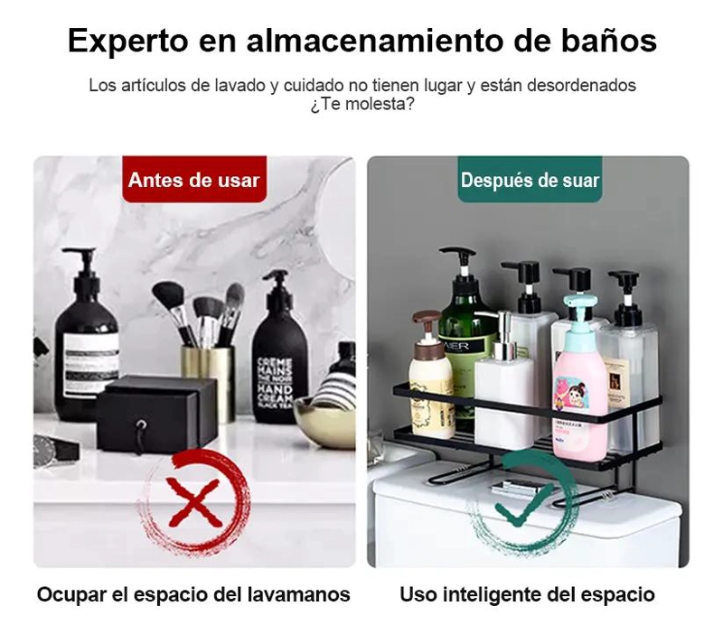 ESTANTE ORGANIZADOR METALICO PARA BAÑO CON REPISA - 3