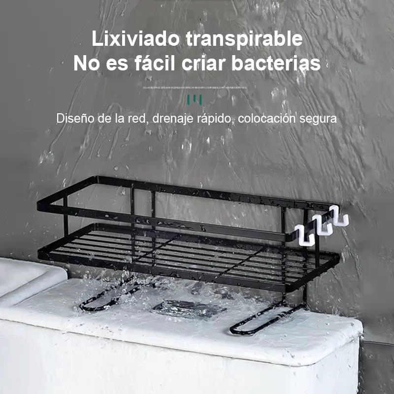 ESTANTE ORGANIZADOR METALICO PARA BAÑO CON REPISA - 5