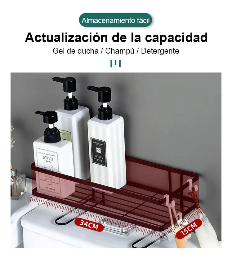 ESTANTE ORGANIZADOR METALICO PARA BAÑO CON REPISA - 6