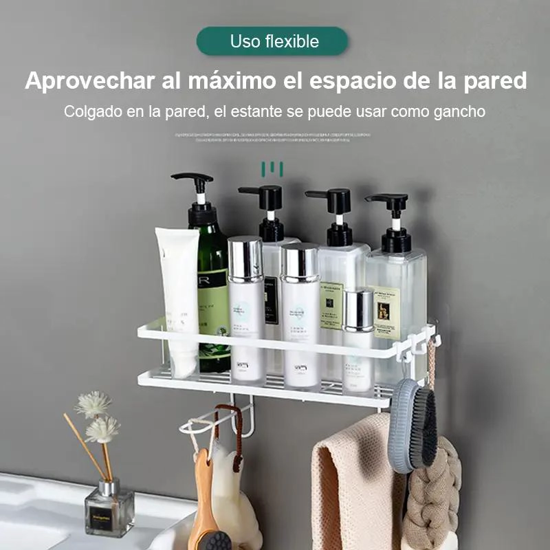 ESTANTE ORGANIZADOR METALICO PARA BAÑO CON REPISA - 7