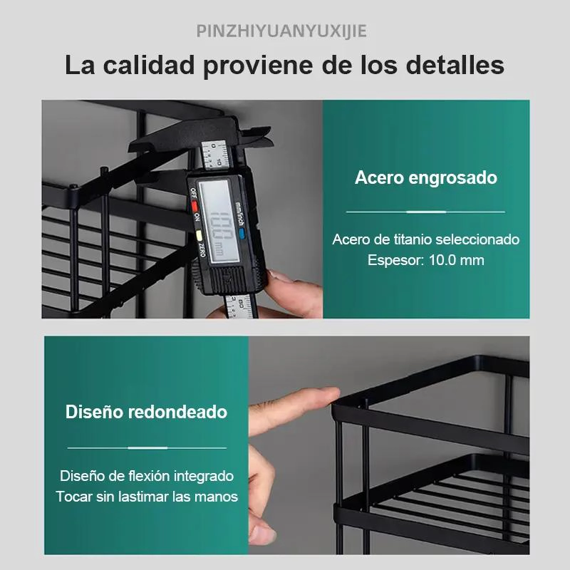 ESTANTE ORGANIZADOR METALICO PARA BAÑO CON REPISA - 8