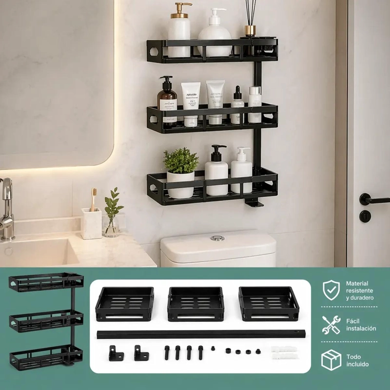 ESTANTE FLOTANTE MULTIFUNCIONAL PARA COCINA Y BAÑO - 2