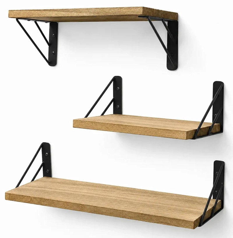 SET DE 3 REPISAS FLOTANTES DE MADERA PARA DECORACION - 4