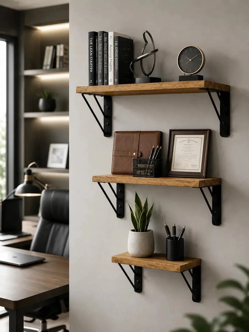 SET DE 3 REPISAS FLOTANTES DE MADERA PARA DECORACION - 7