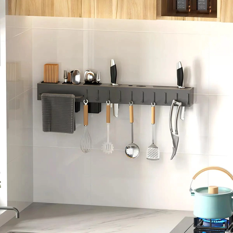 ORGANIZADOR DE COCINA MULTIFUNCIONAL DE PARED EN ACERO NEGRO - 2