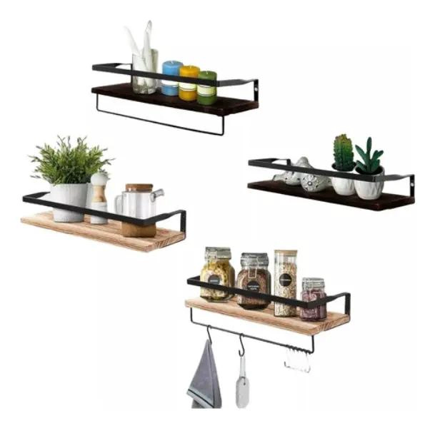 ESTANTES FLOTANTES PARA PARED EN JUEGO DE 4 PARA BAÑO Y COCINA - 1