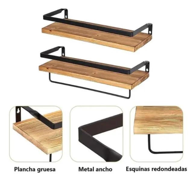 ESTANTES FLOTANTES PARA PARED EN JUEGO DE 4 PARA BAÑO Y COCINA - 7