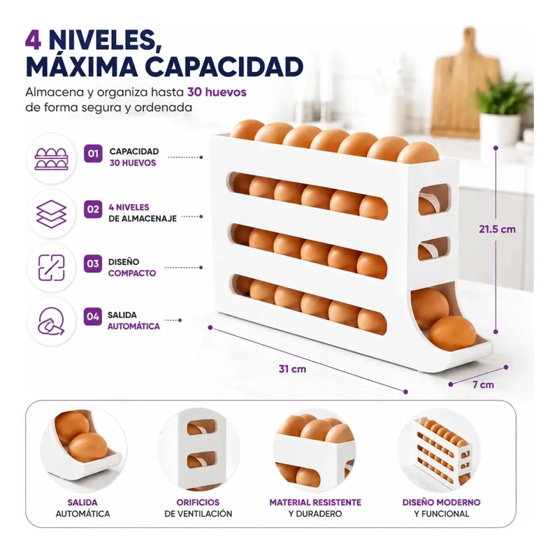 DISPENSADOR RODANTE DE HUEVOS PARA 26 UNIDADES - 10