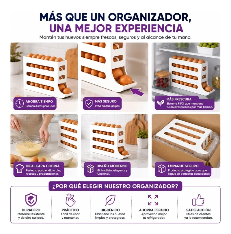DISPENSADOR RODANTE DE HUEVOS PARA 26 UNIDADES - 3
